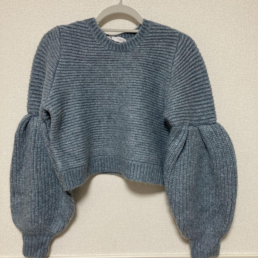 新品☆ZARA ザラ パフスリーブニットセーター トップス