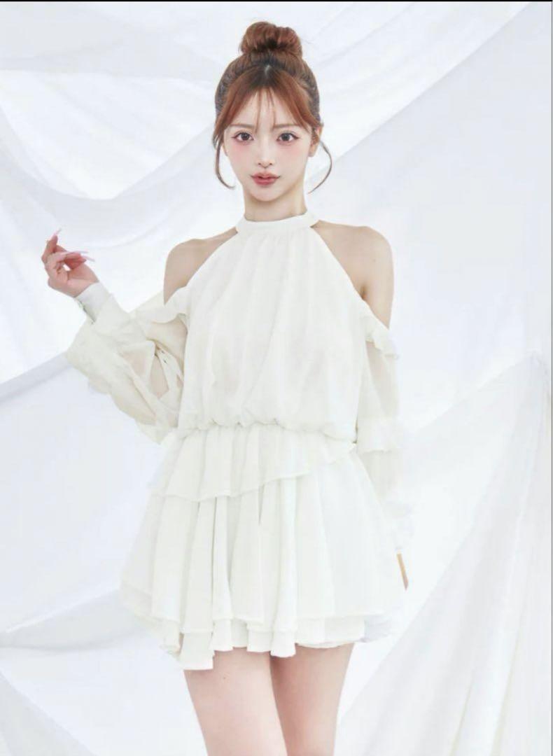 新品未使用　Darich ダーリッチ　ボリュームシフォンミニワンピース　白