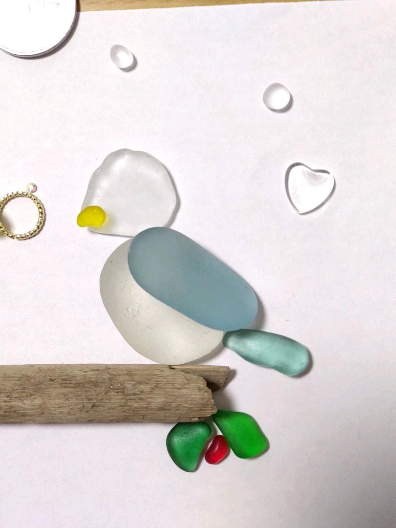 676 シーグラス アート工作キット インコちゃんの告白♡ - メルカリ