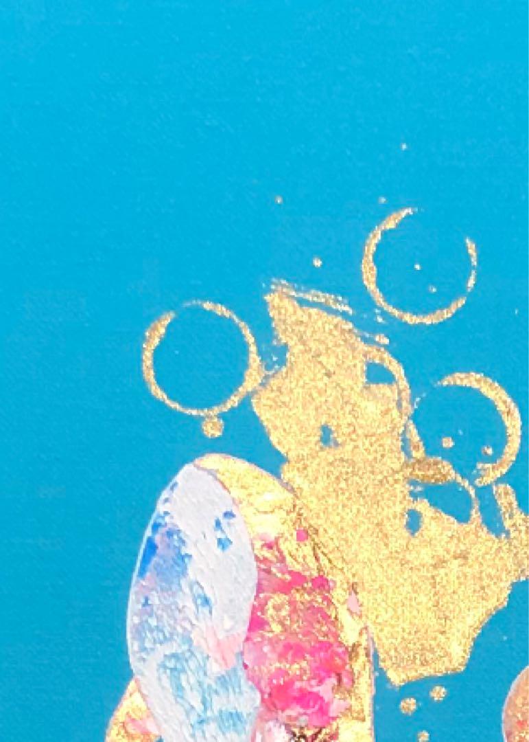 絵画 油絵 原画 鯨 海 ブルー ポップ 北欧 アート インテリア SM