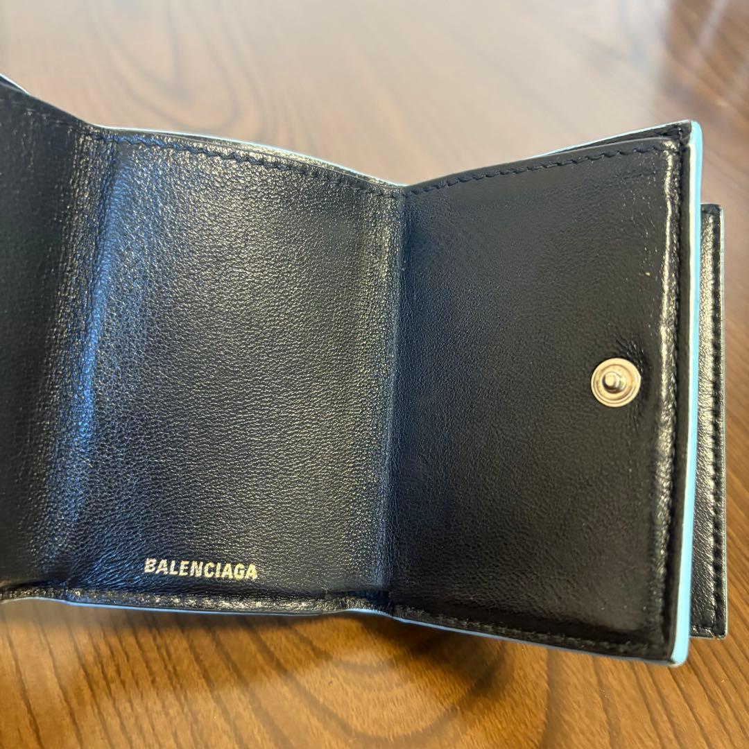 BALENCIAGA 三つ折り財布 ライトブルー レザー BALENCIAGA 三つ折り財布 ライトブルー レザー