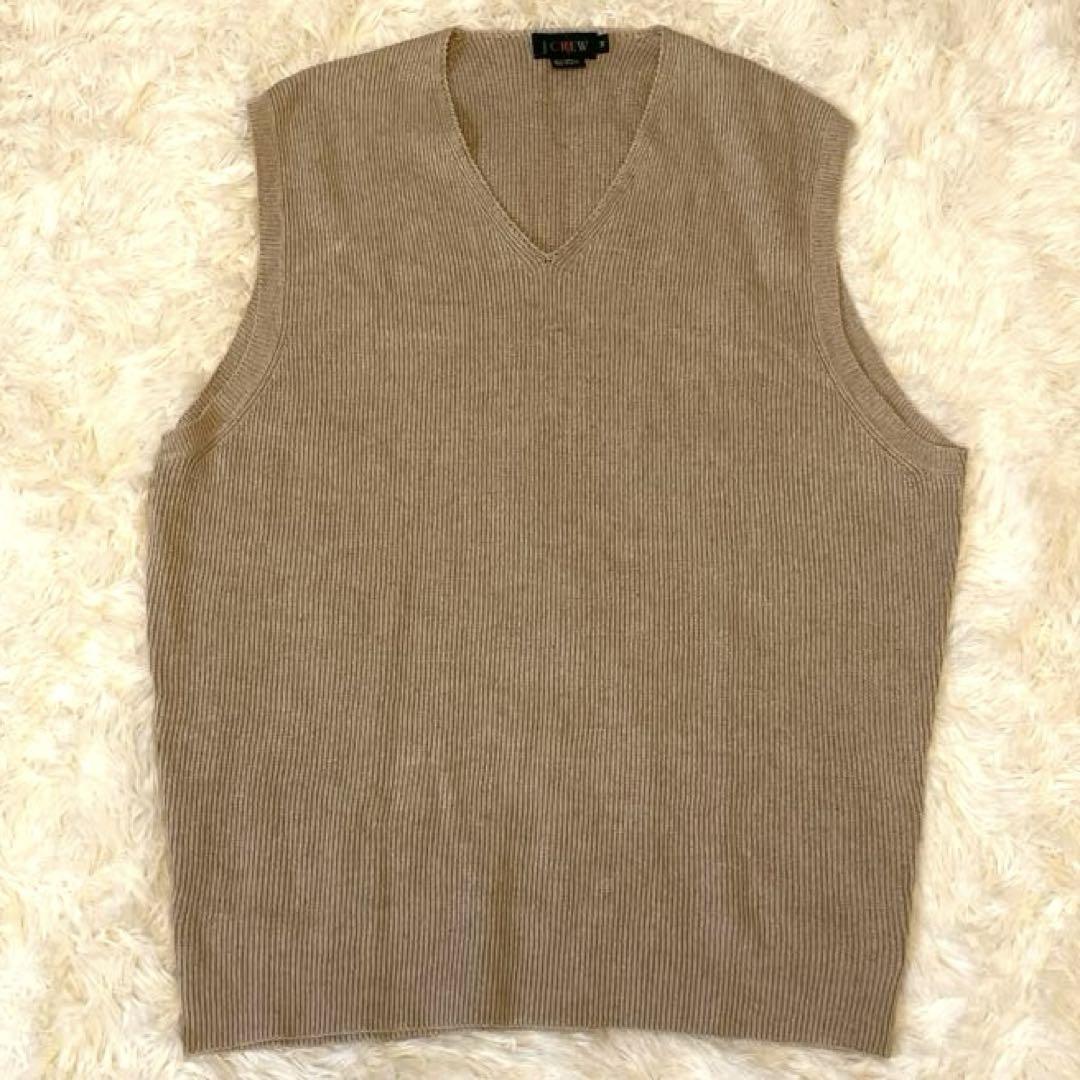 90s J.CREW vネックニットベスト　リネン　巨人タグ　ジェークルー