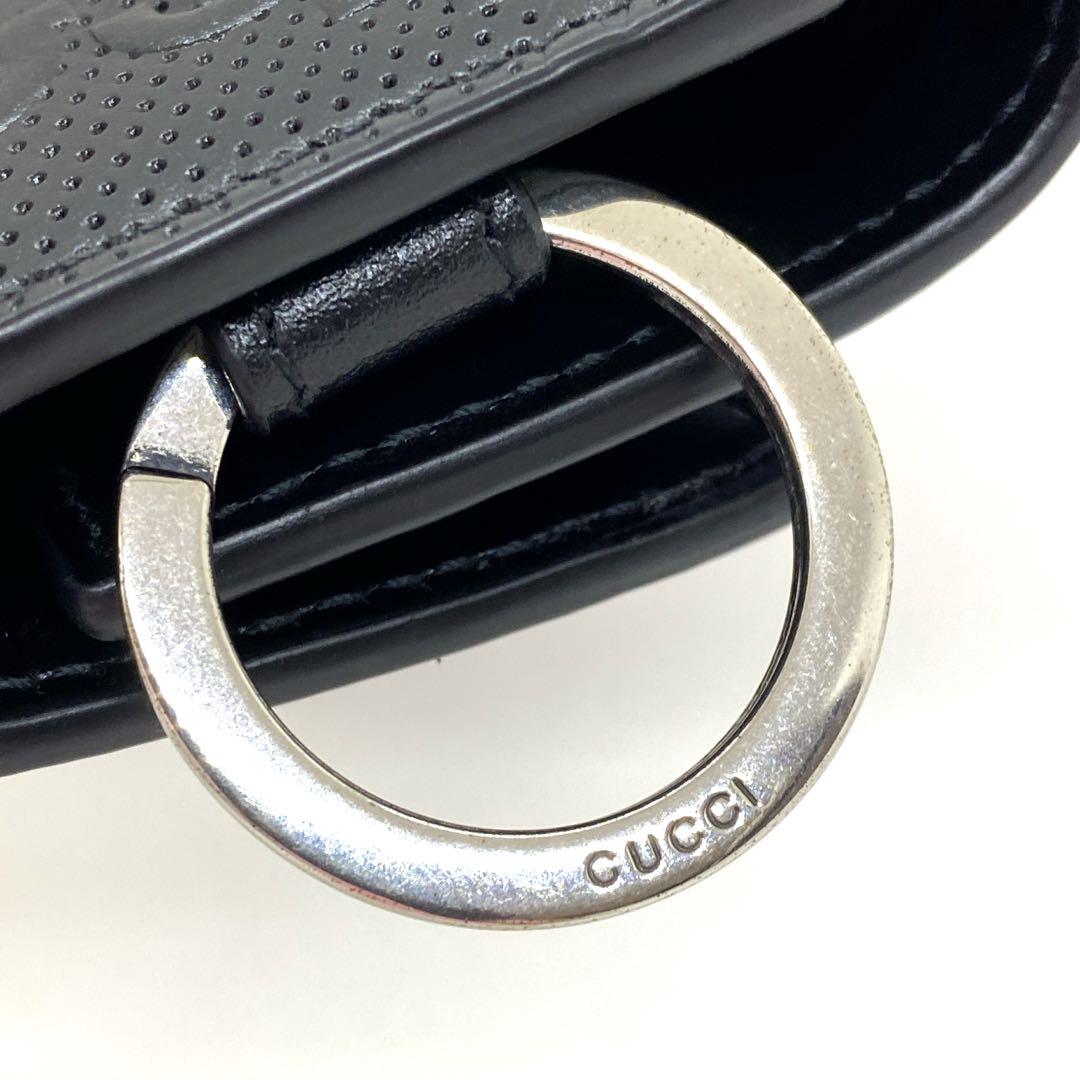 【極美品】GUCCI グッチ 6連 キーケース GG黒 レザー 本革 父の日