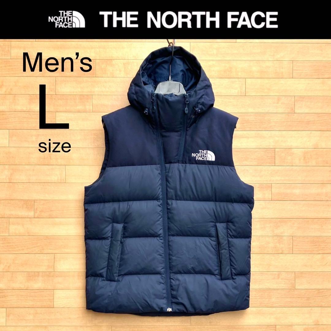 L ザ ノースフェイス ダウンベスト フード付き ダウン ネイビーL THE NORTH FACE