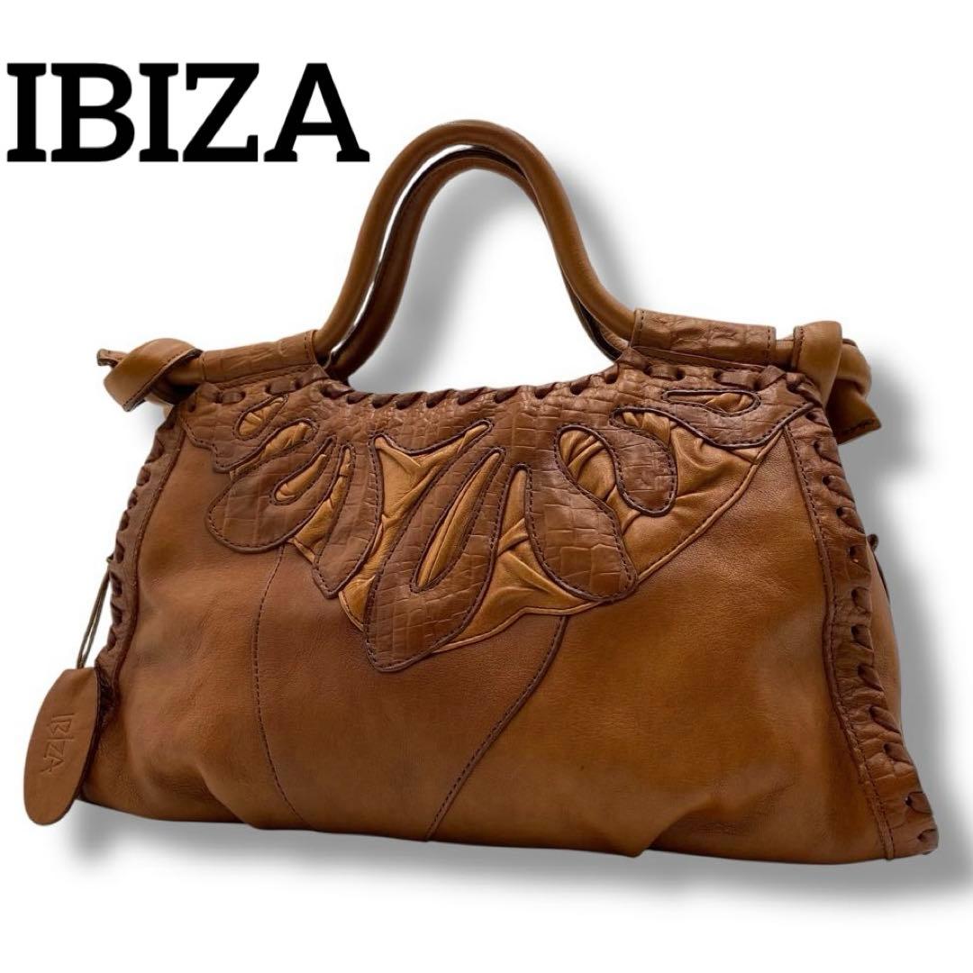 美品 IBIZA イビザ レザー トートバッグ バッグ 本革 ブラウン 希少