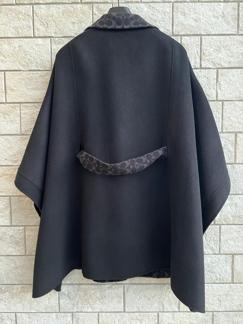 美品】COACH ウール ケープコート ブラック