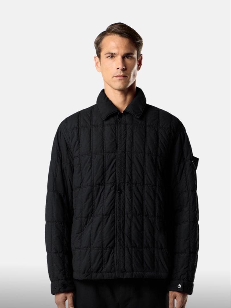 ブラック キルティングジャケットXL(LL)・STONE ISLAND