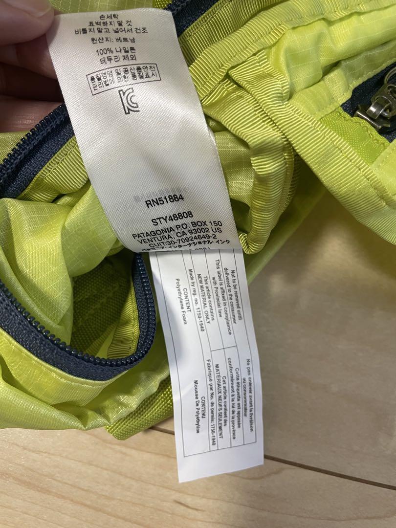 Patagonia 折りたたみバックパック ライムグリーン