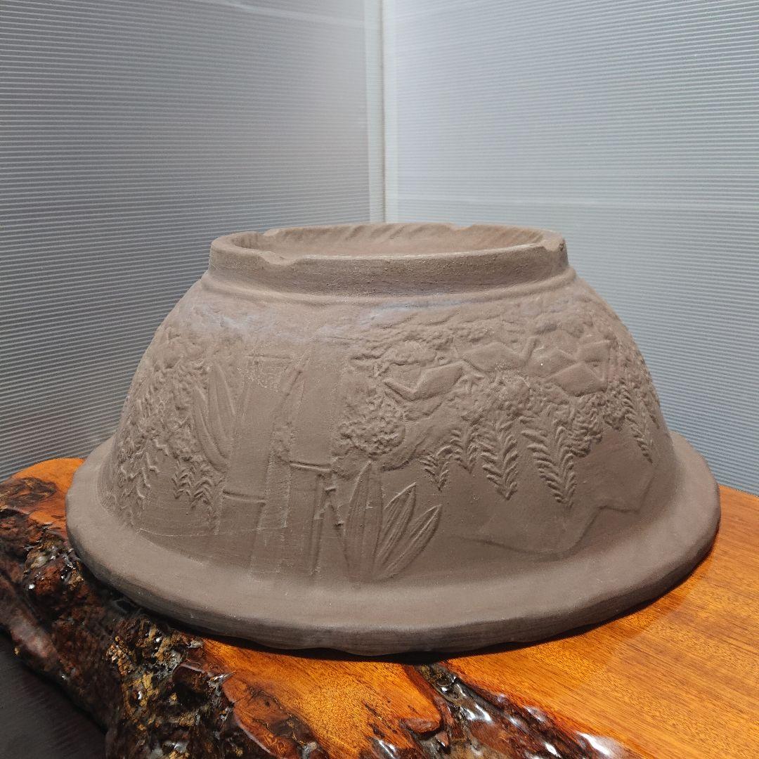 盆栽鉢 大型 竹林 彫刻 山村風景 植木鉢 bonsai さつき