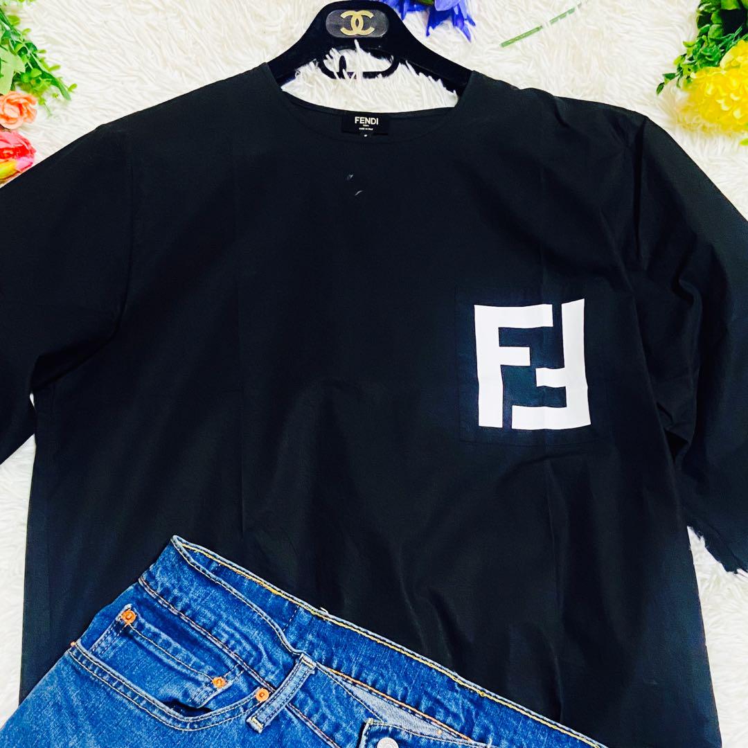 レア✨FENDI✨フェンディ✨Tシャツ✨ズッカ柄✨メンズ✨ブラック✨ラグラン✨