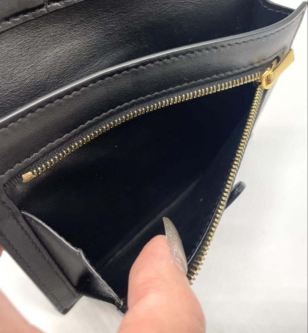 CELINE セリーヌ ミディアムストラップウォレット 二つ折り財布 ブラック