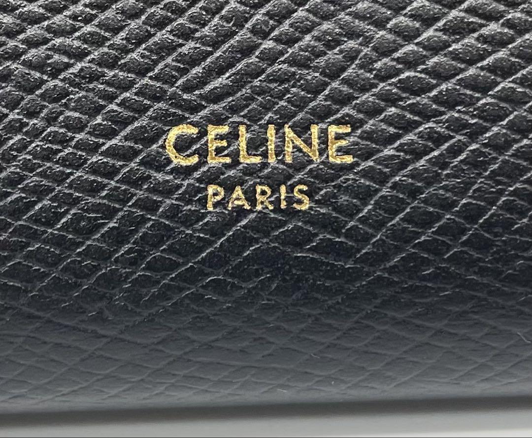 CELINE セリーヌ ミディアムストラップウォレット 二つ折り財布 ブラック