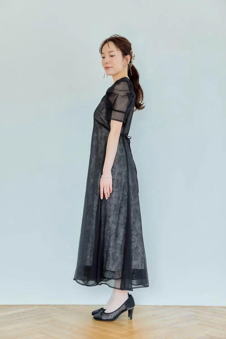 ★新品★BO•Dre ブラックのオーガンジースパンコールドレス　結婚式 ☆新品☆BO•Dre ブラックのオーガンジースパンコールドレス 結婚