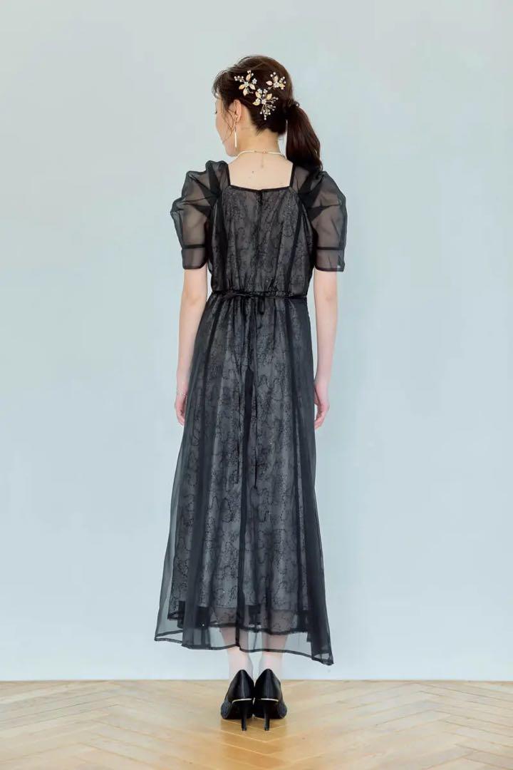 ★新品★BO•Dre ブラックのオーガンジースパンコールドレス　結婚式 ☆新品☆BO•Dre ブラックのオーガンジースパンコールドレス 結婚