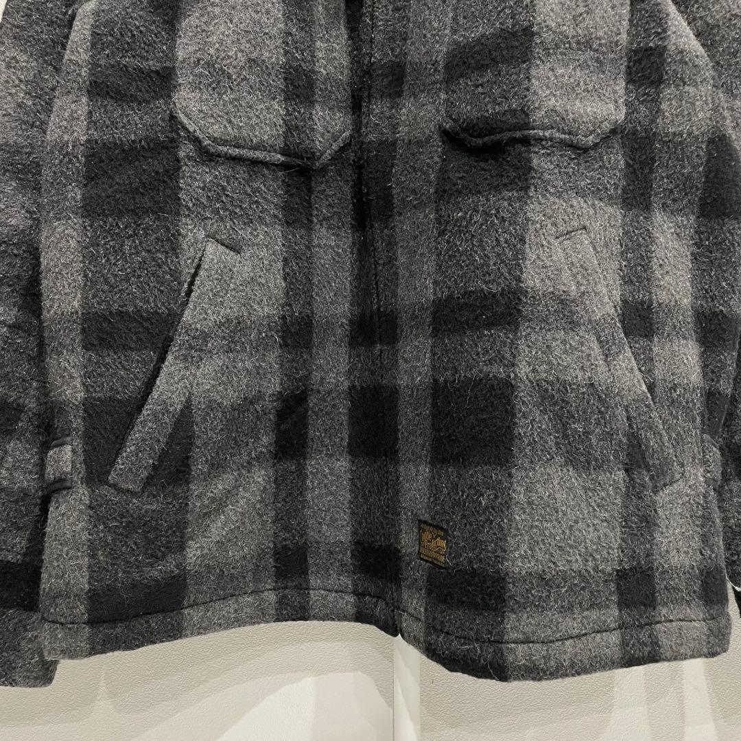 COOTIE メルトン CPO ジャケット チェック ウール ブラック XLXL LL Coottie KIN-KAAI_COM