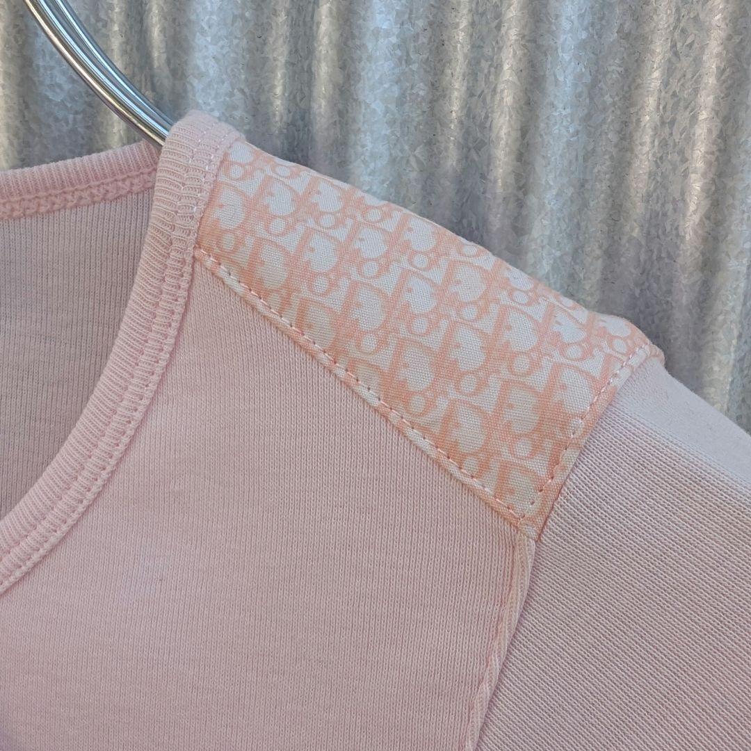 Dior ヴィンテージディオールバラ刺繍 長袖Tシャツピンクデット