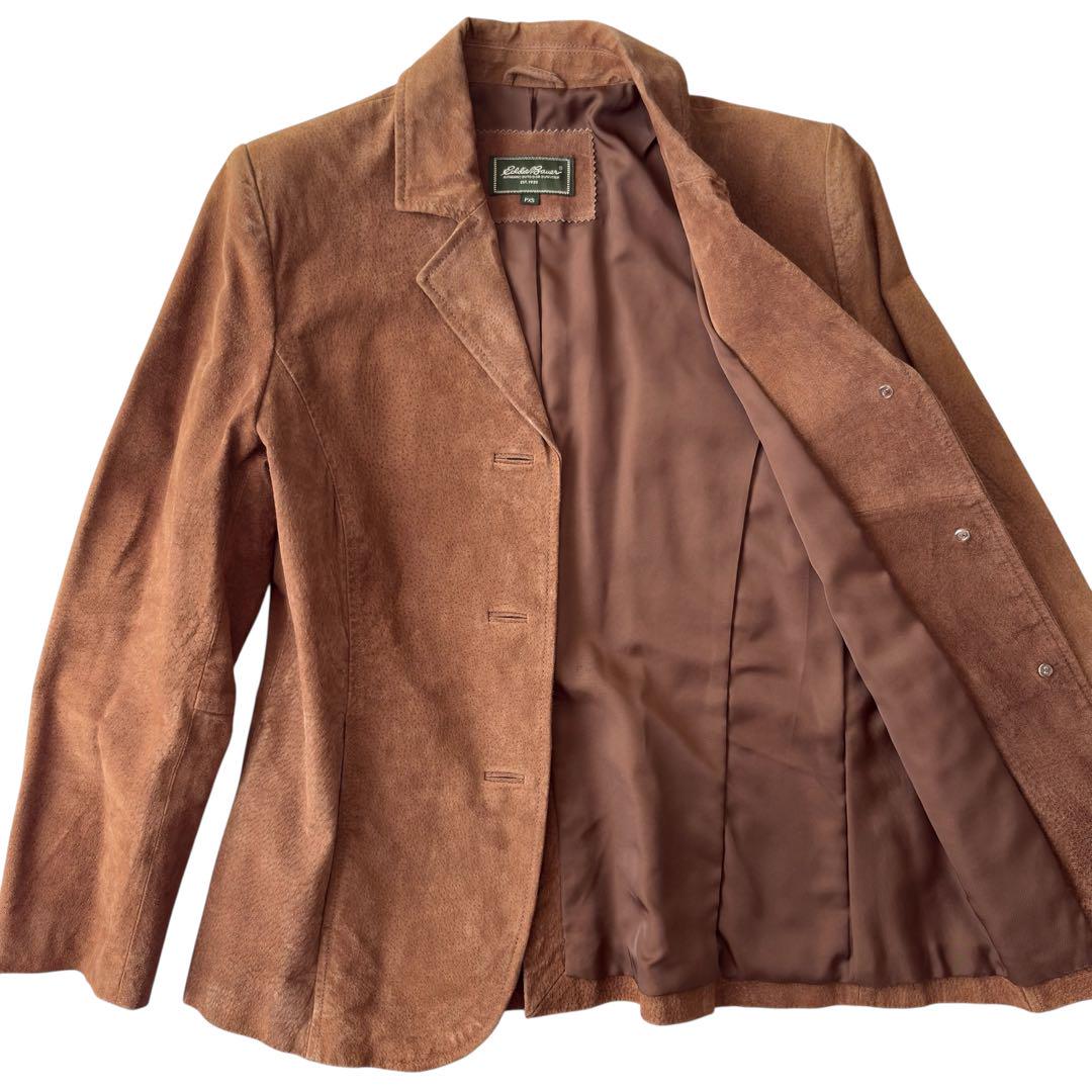 Eddie Bauer エディバウアー　スエードレザージャケット　ブラウン　XS Eddie Bauer(エディーバウアー) スウェードレザーレザー