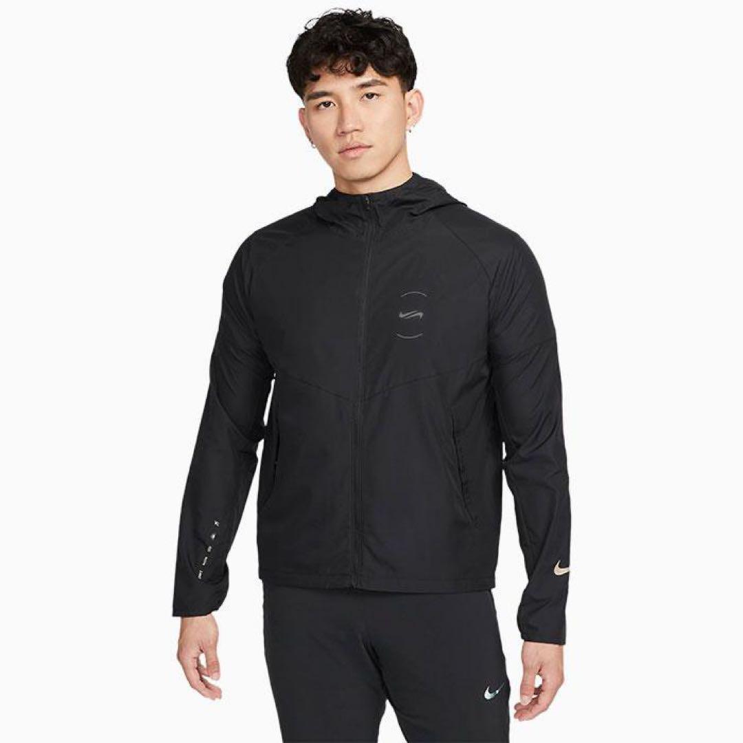 M 新品 ナイキ レペル ランニングジャケット マイー 撥水 メンズ 黒 ラン