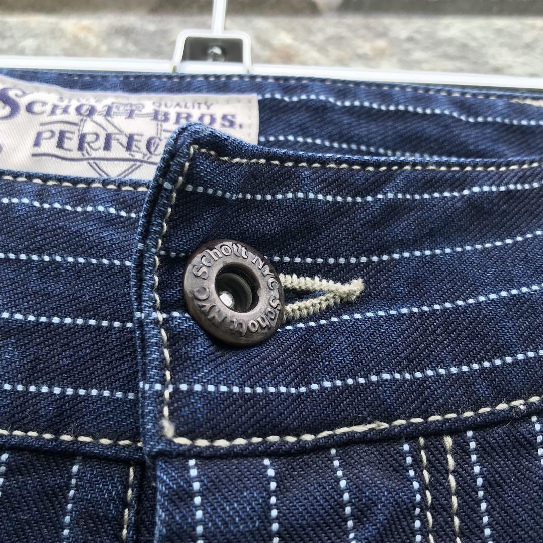 Schott　パンツ　32　ストライプ　ネイビー