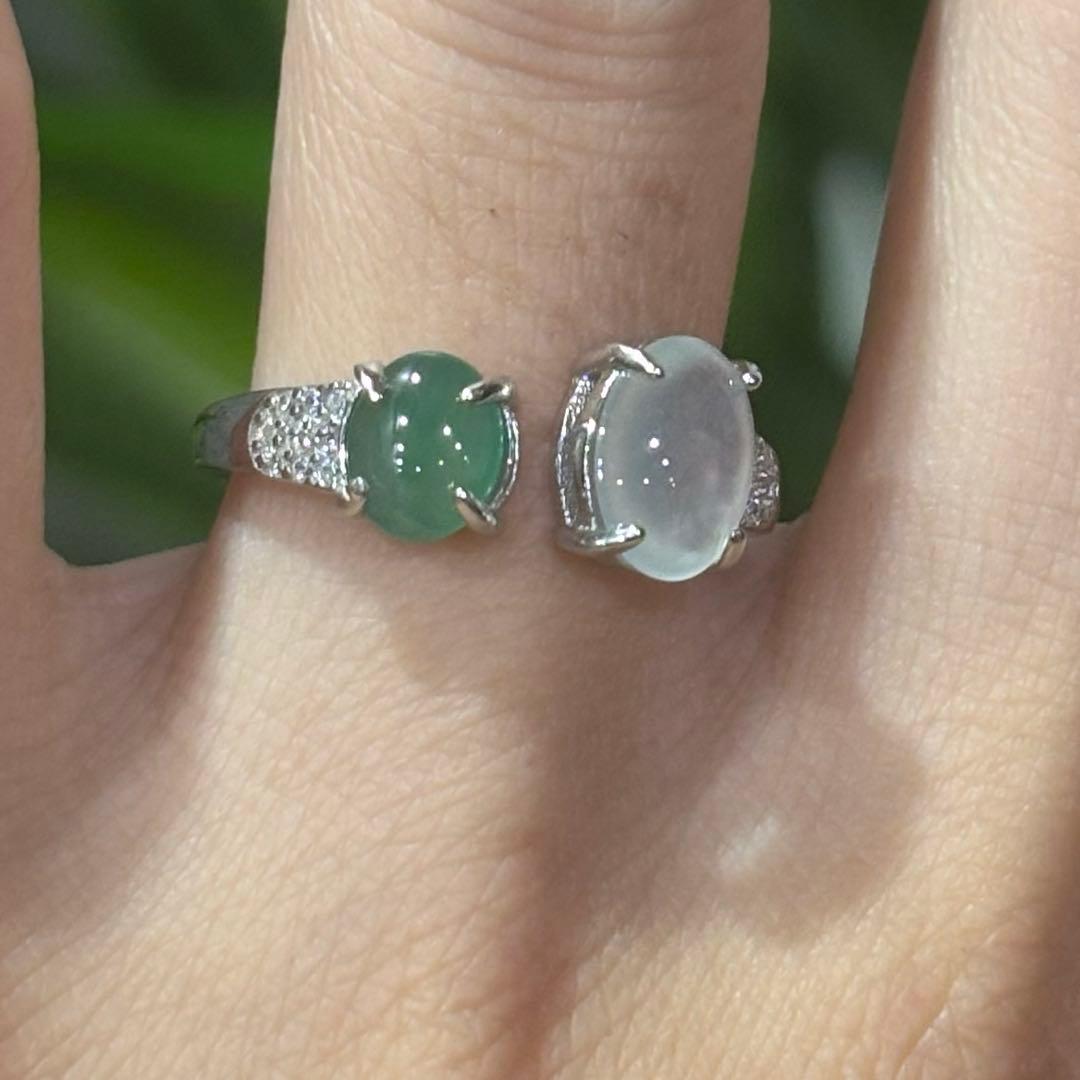 ミャンマー産 天然本翡翠 A貨 リング 満緑 白氷種 ミャンマー産 天然本翡翠 A貨 リング 満緑 白氷種