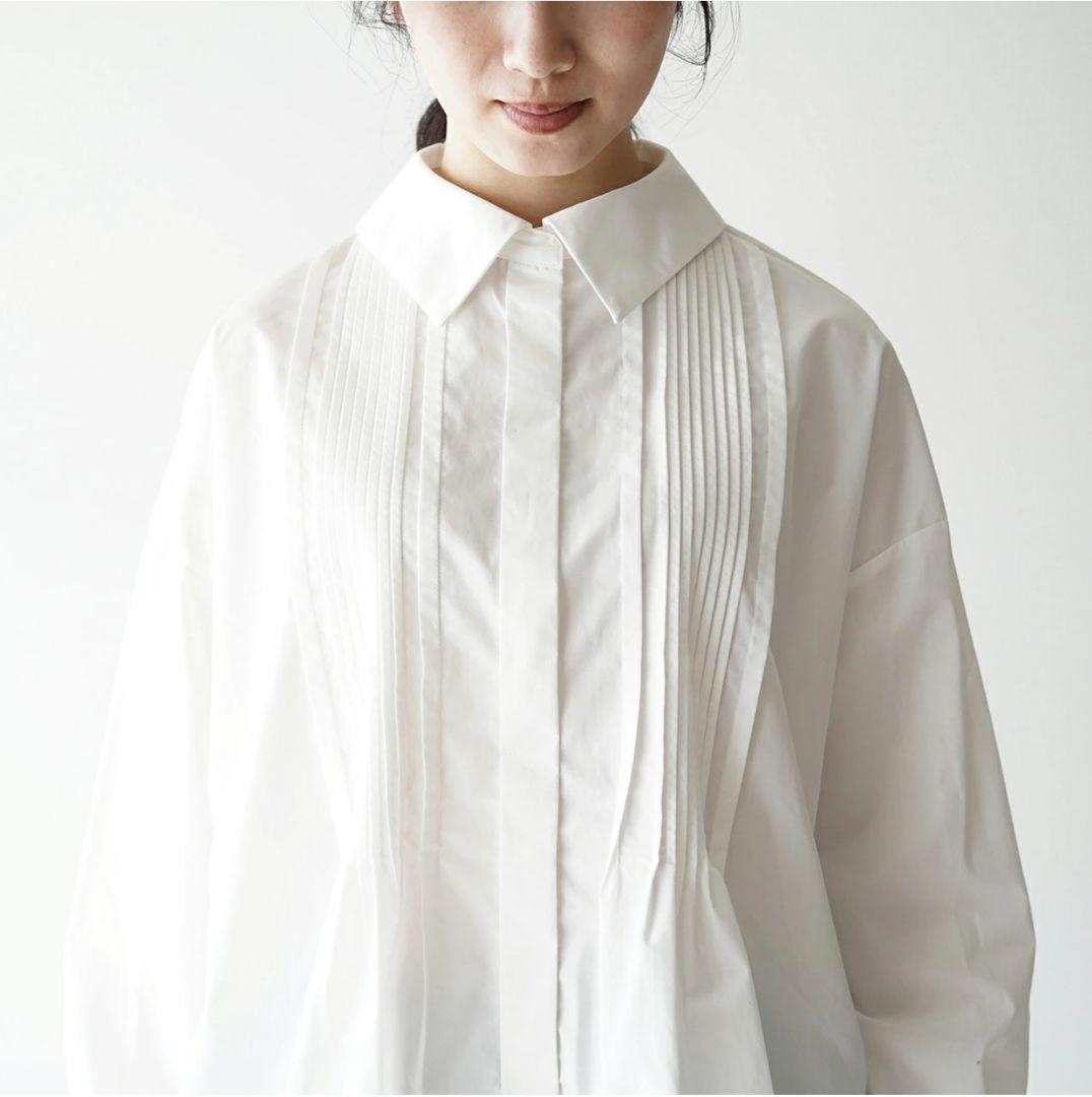 【極美品】近年 22SS ミズイロインド ピンタックショートシャツ ワイド F 極美品】近年 22SS ミズイロインド ピンタックショートシャツ