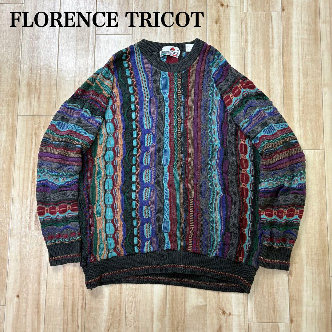 FLORENCE TRICOT 3Dニット 立体編み 総柄 90sヴィンテージM・VINTAGE
