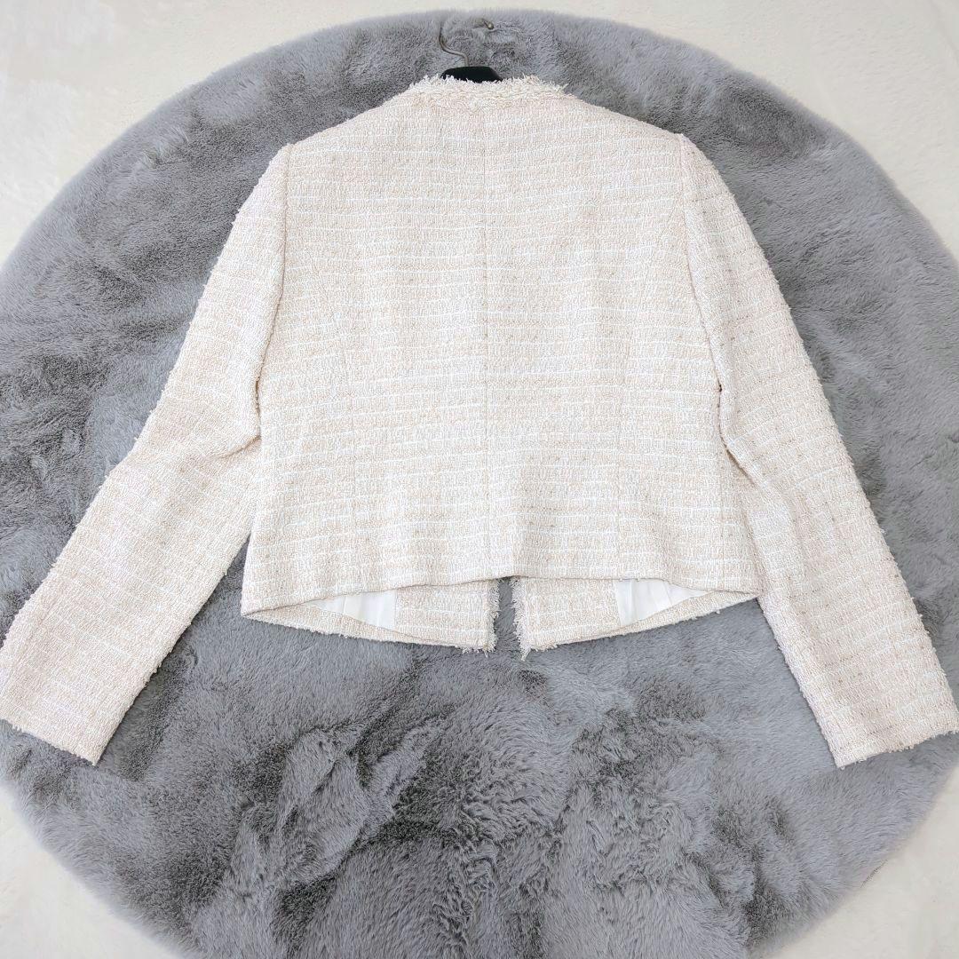 美品✨ANAYI　ツィード　ノーカラージャケット　36　ラメ　現行タグ