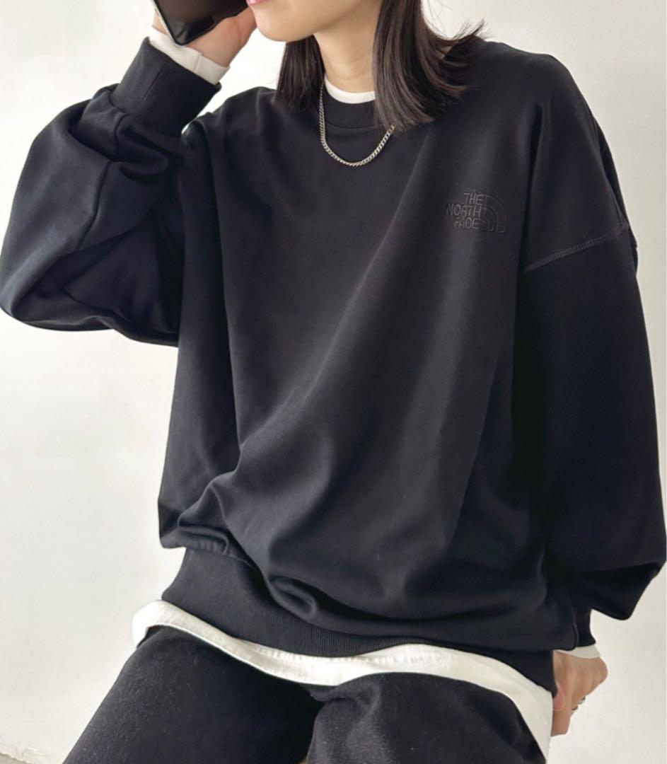 韓国ノースフェイスGO-TO SWEATSHIRTSロゴ長袖スウェットXXL黒
