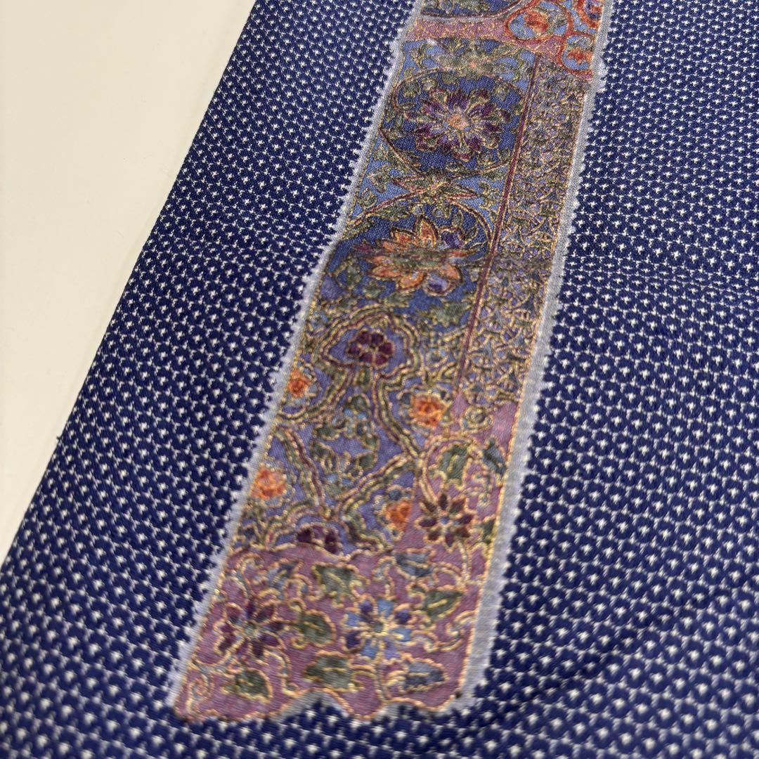 お召着物 亀甲に飛び柄更紗の染め 正絹 AK-7085