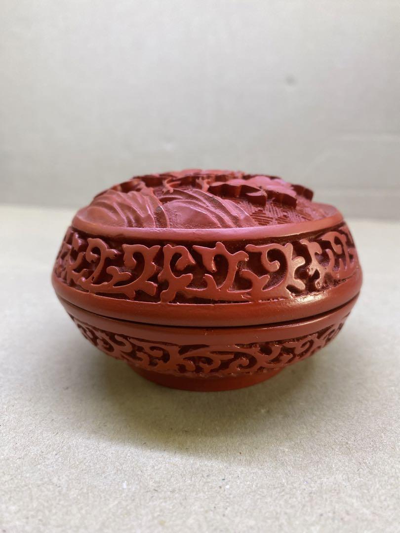堆朱　牡丹 丸香合 中国製 9,900円