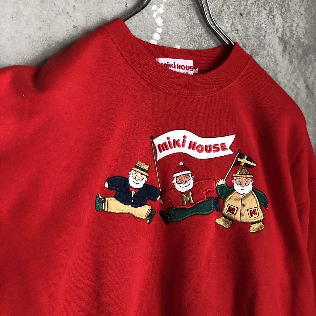 新規購入 ミキハウス mikihouse 日本製 上質 90s スウェット 刺繍 赤 奇抜 トップス