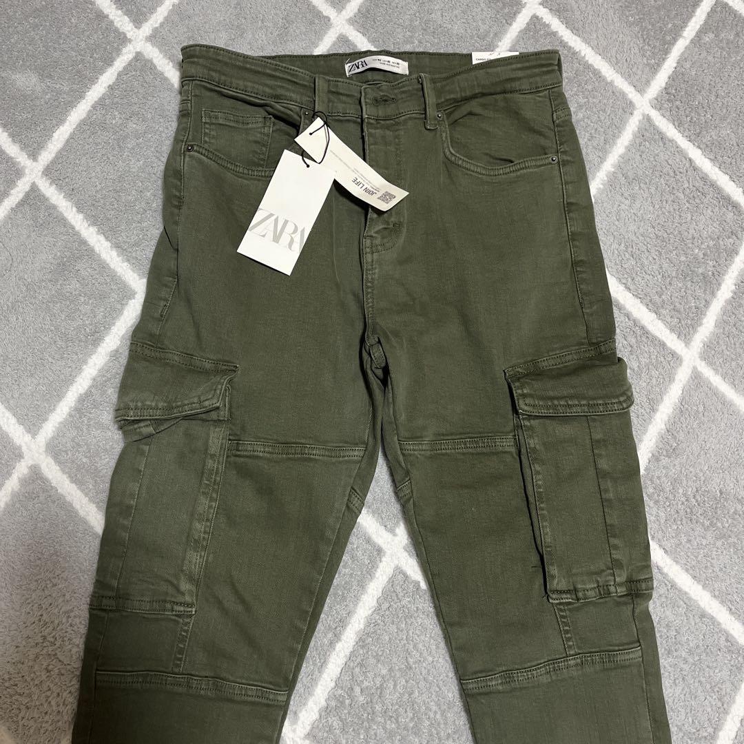 ZARA オリーブグリーンカーゴFITパンツ - メルカリ
