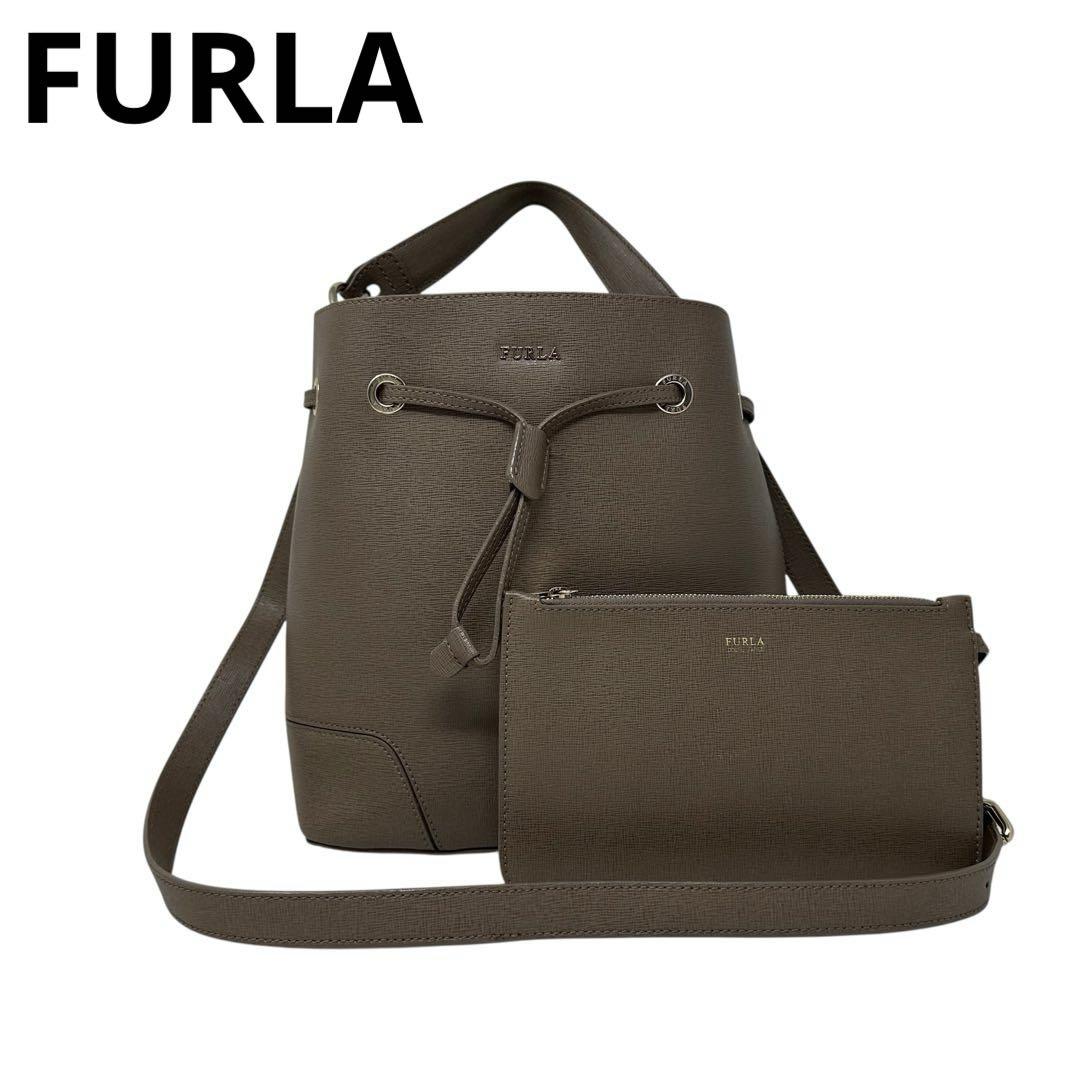 【美品】 FURLA フルラ ショルダーバッグ レザー 巾着 ポーチ付き w2