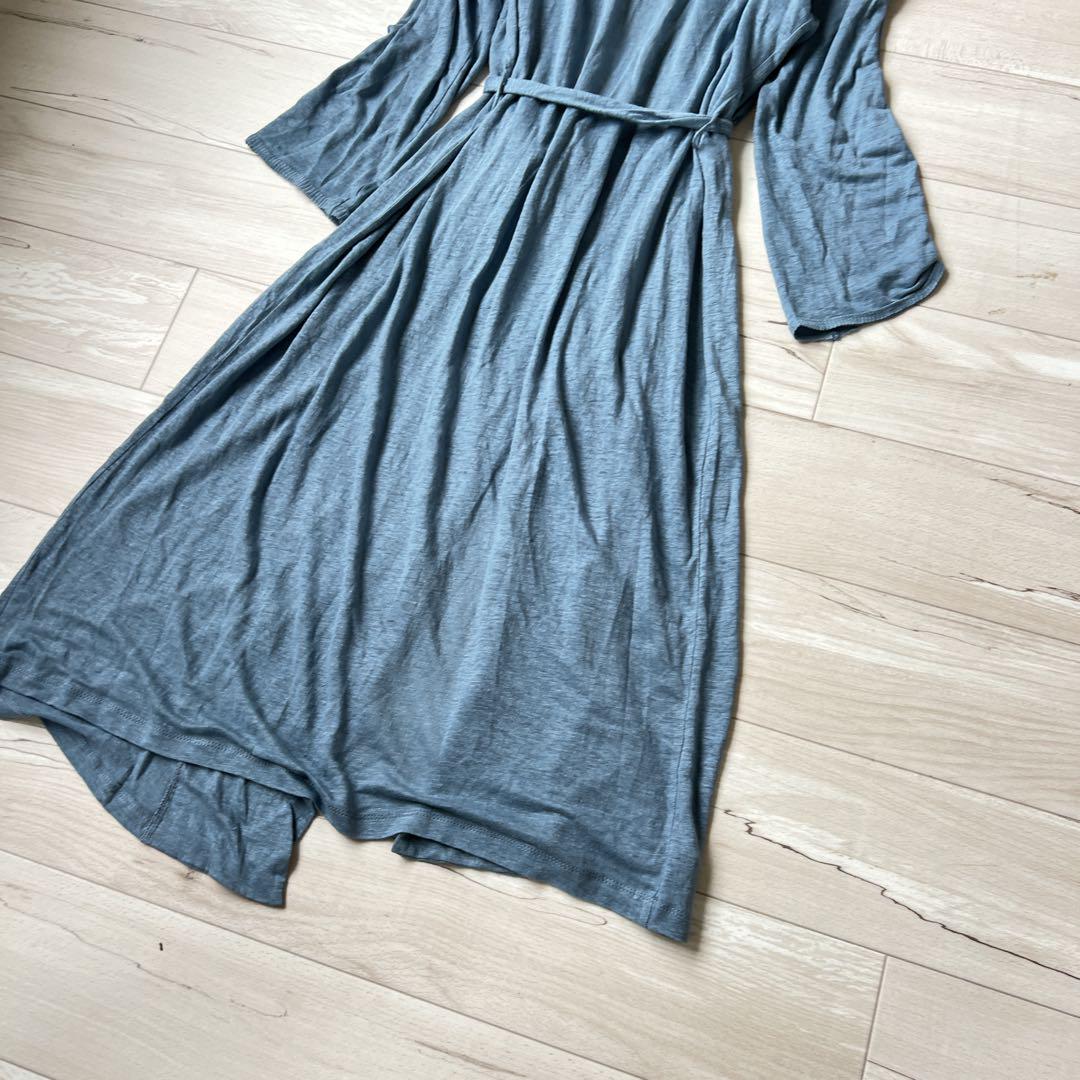 【在庫有】 ちょうちょ刺繍 minaperhonen リネン100 ベルト カーディガン トップス