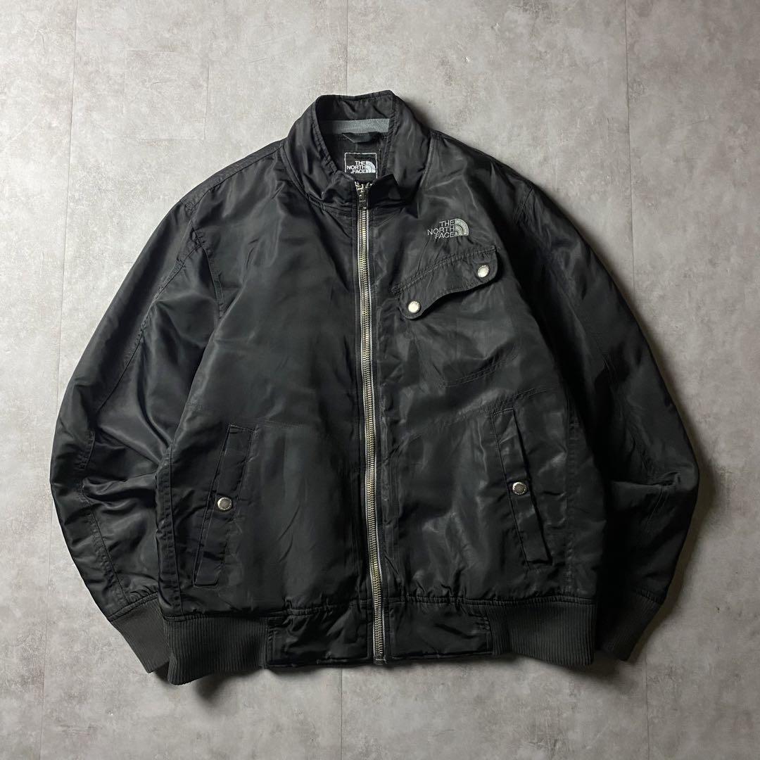 【y2k】The North Face ナイロンジャケット 刺繍ロゴ 短丈 黒