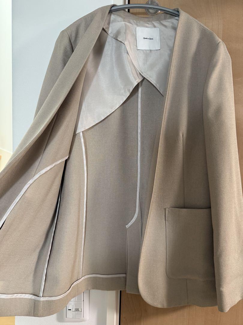【美品か】Spick & Span リネンノーカラージャケット
