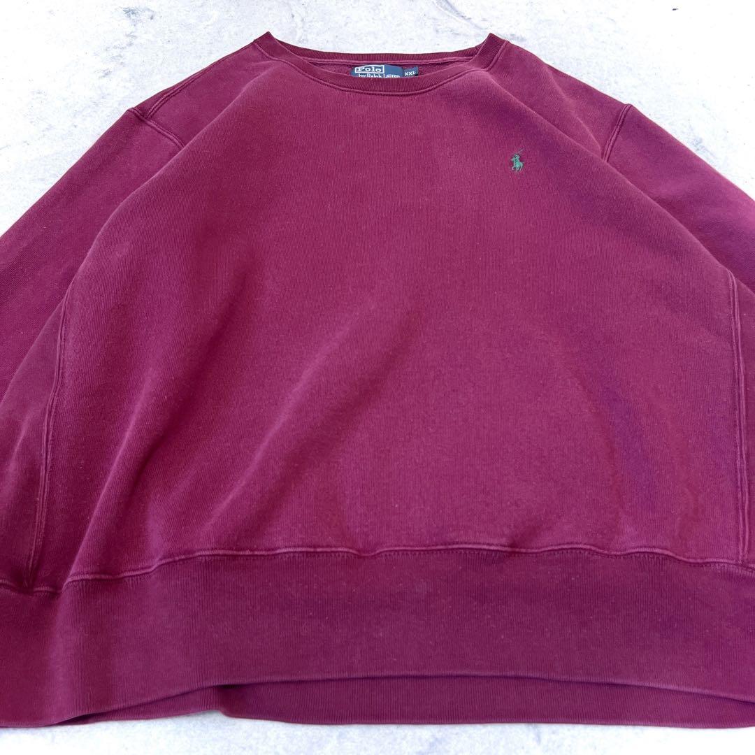90s ポロバイ ラルフローレン XXL 肉厚 刺繍ロゴ スウェット 紫