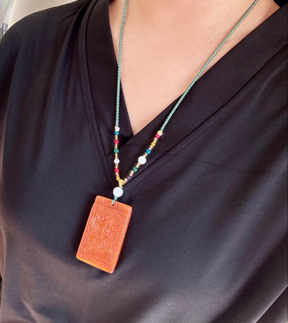 天然石 逸品ミャンマーレッド本翡翠札のネックレス（番号A4286）