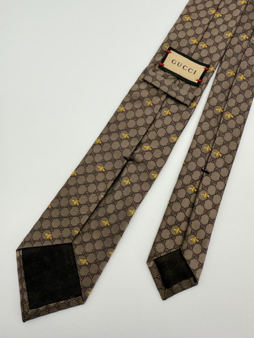 美品】 GUCCI グッチ ネクタイ GG柄 蜂ハチ ブラウン系 高級