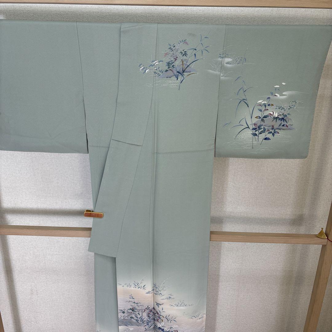 専用ページk-6630 銀彩 友禅 上品なデザイン 正絹 紋なし 訪問着
