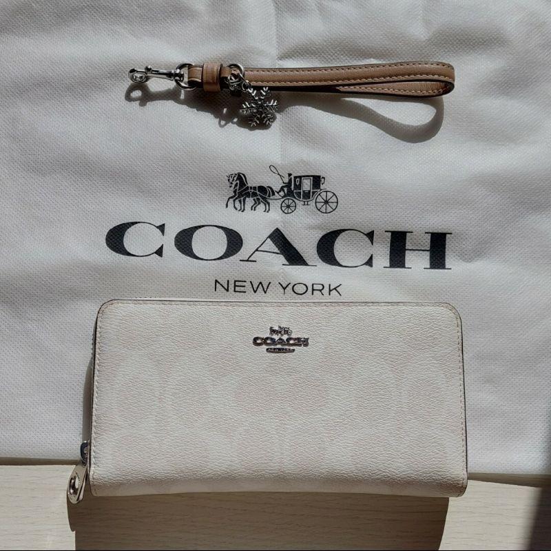 【COACH長財布】未使用　限定ストラップ付き