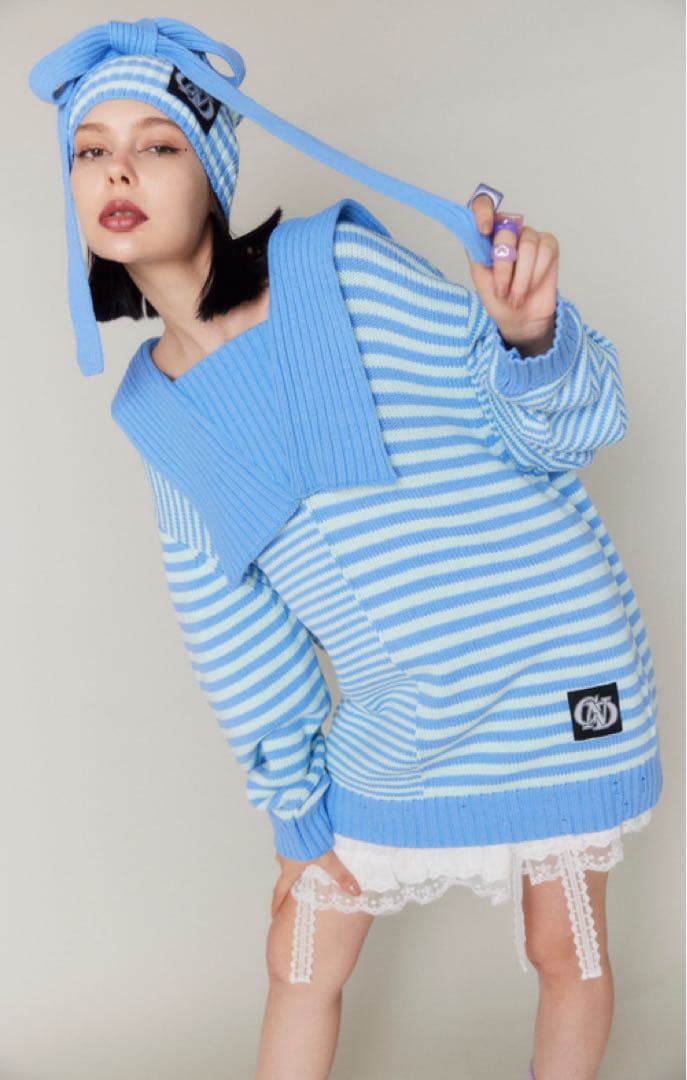 CandyStripper ボーダーセーラーニット スクエア型ビーニー セットM・Candy Stripper