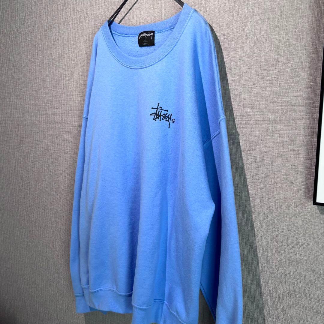 ステューシー オーバーサイズ スウェット ストックロゴ ブルー 古着