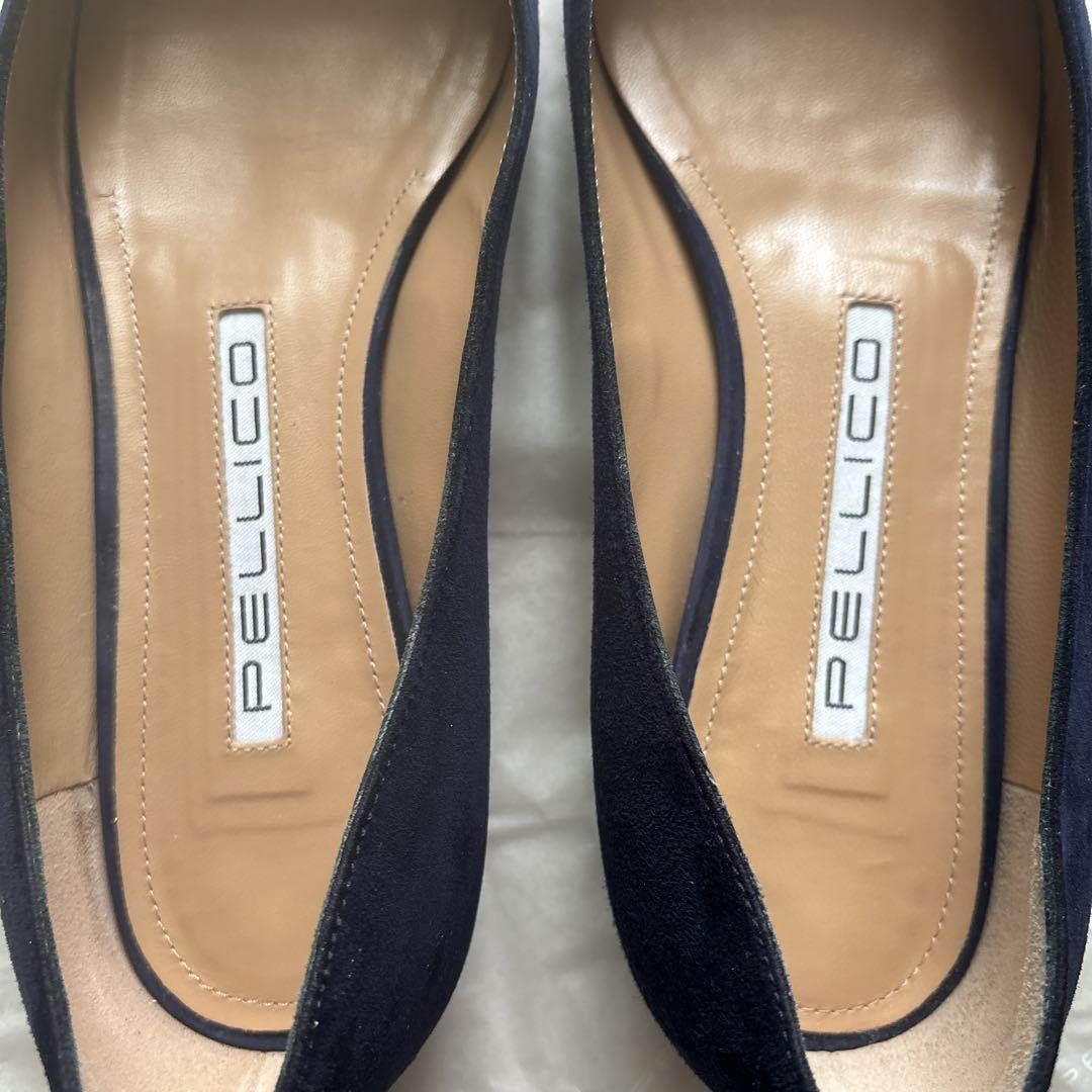 PELLICO ネイビー ポインテッドトゥ フラットシューズ