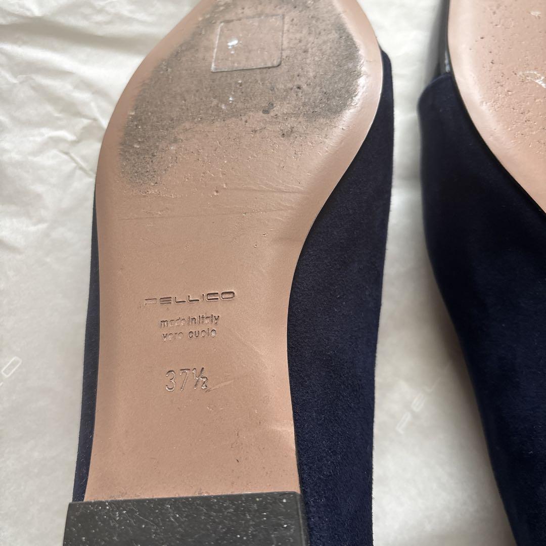 PELLICO ネイビー ポインテッドトゥ フラットシューズ