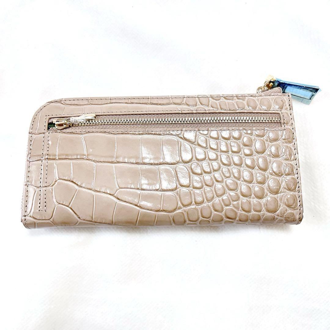 【新品】ファルチニューヨーク クロコダイル 型押し 長財布 ベージュ トープ