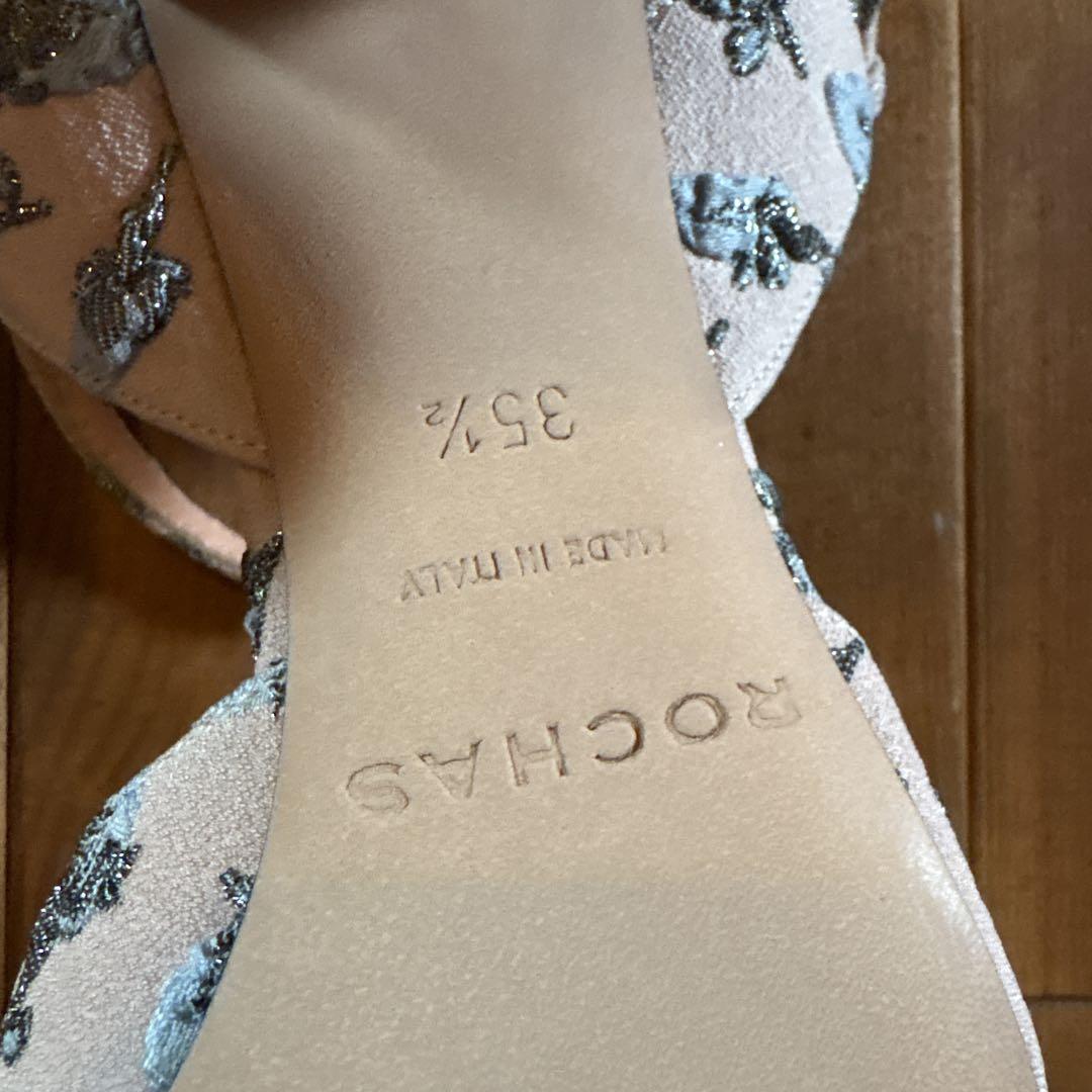 ROCHAS リボン付きサンダル ピンク35ハーフ