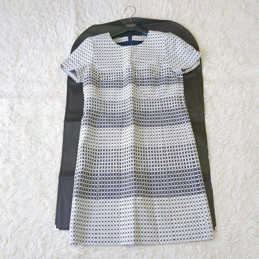 【美品】Leilian レリアン ワンピース ジャガード 幾何学 size9