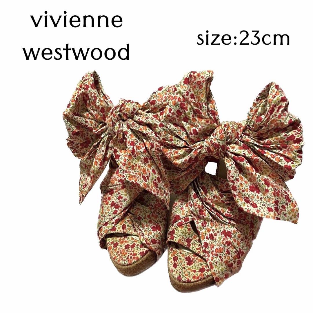 vivienne westwood 小花柄 コットン リボン サンダル