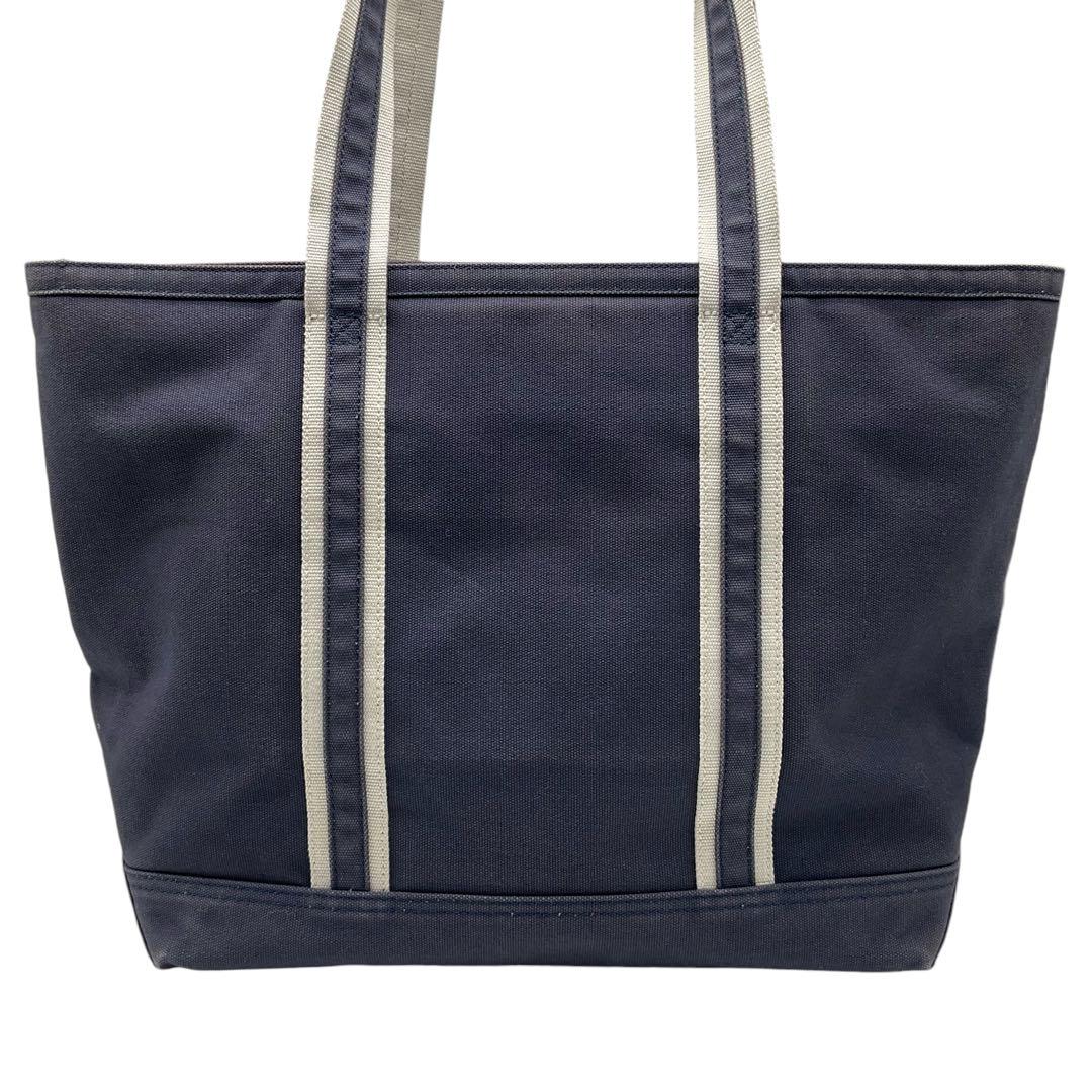 美品 LACOSTE ラコステ トートバッグ ハンドバッグ キャンバス ネイビー
